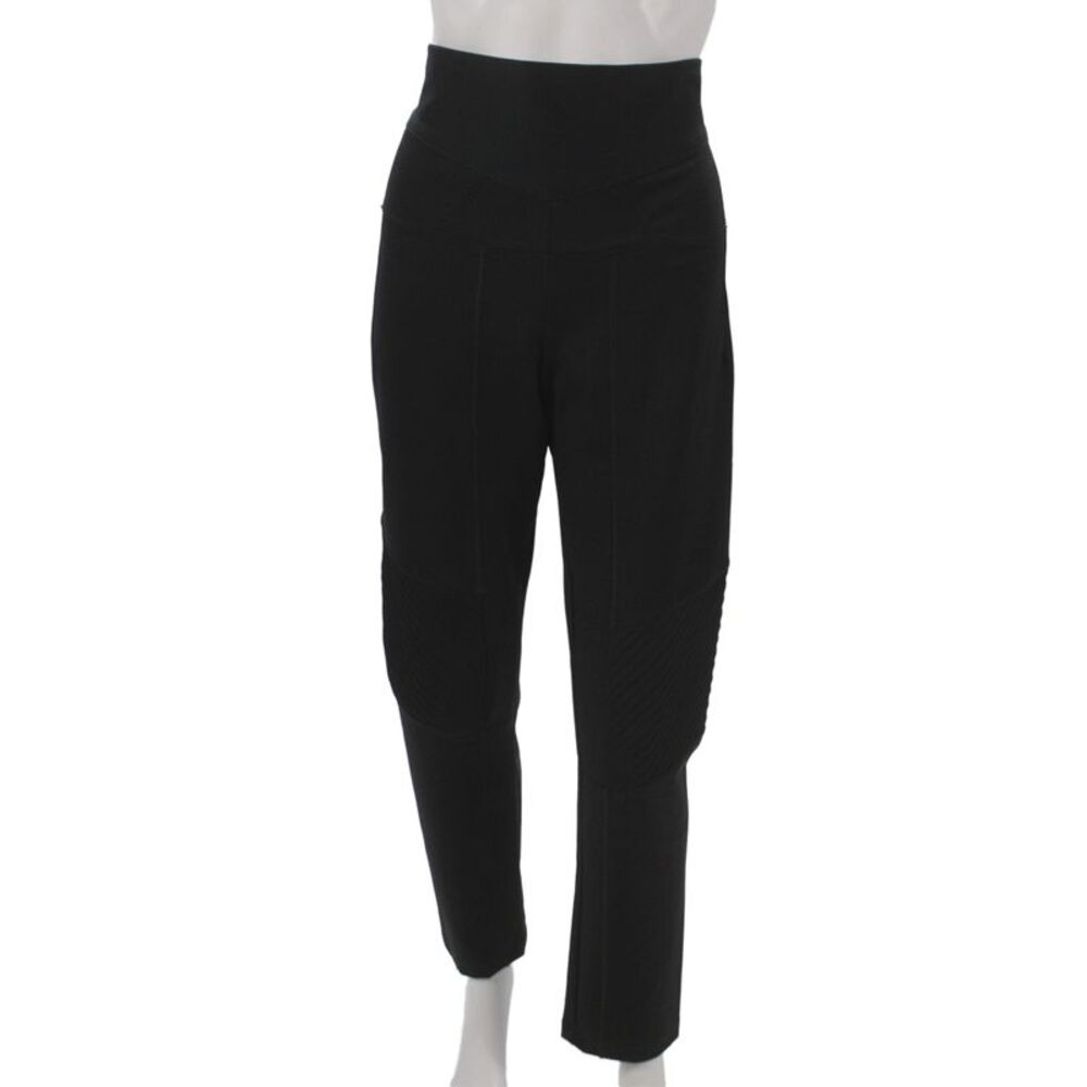 High Women Ankle Pants Black Nylon Athleisure Pull On Size 10